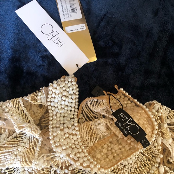 PatBO Ivory Beaded Women's long sleeve couture hand beaded blouse size 8 new! - Picture 6 of 14